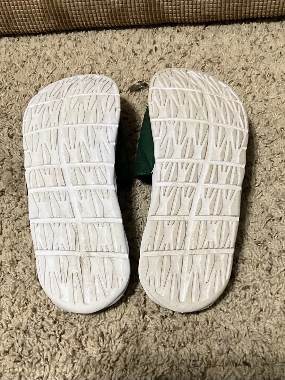 Nike mens Forest Green Slide Sandals with White Sole